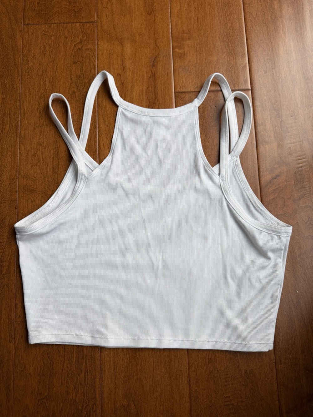 Athleta White Ribbed Double-Strap Cropped Tank - Picture 2 of 3